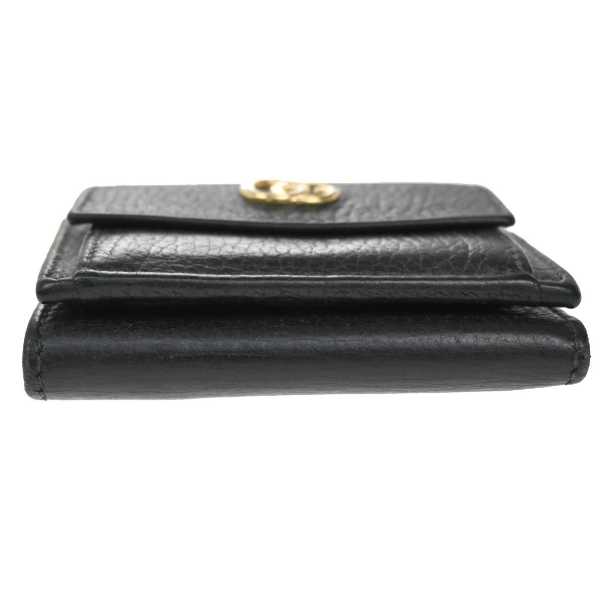 GUCCI GG Logo Marmont Trifold Mini Wallet Leather Black 523277 67MA033