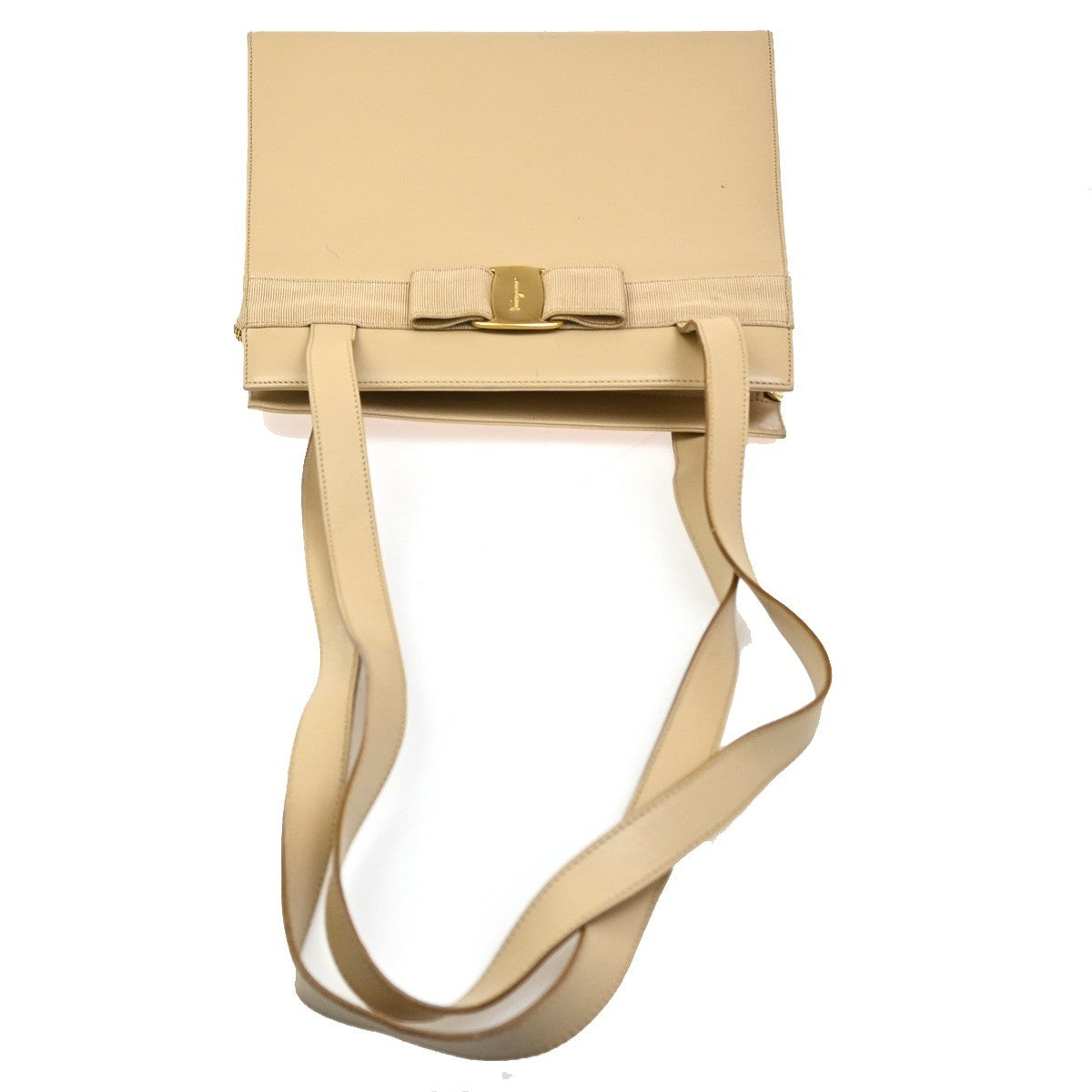 SALVATORE FERRAGAMO Logo Vara Shoulder Bag Canvas Leather BE GHW Italy 05CA548