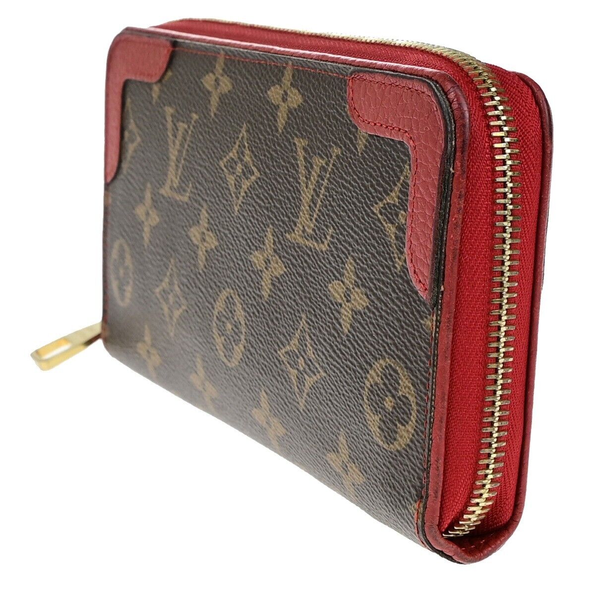 LOUIS VUITTON LV Long Zippy  Wallet Monogram Retiro Brown Red M61187 80ED264
