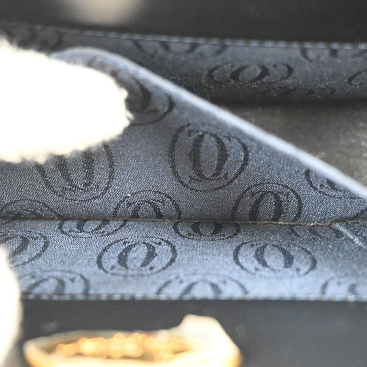 CARTIER Sapphire Line Logo Chain Shoulder Bag Leather Navy BE GHW France 80MA209