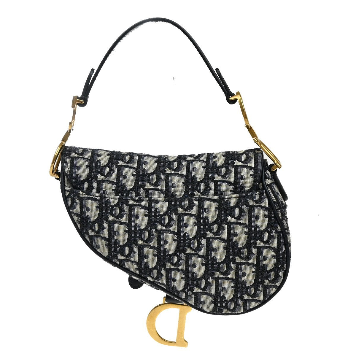 CHRISTIAN DIOR Oblique Trotter Mini Saddle Hand Bag Jacquard Leather BE 307RF279