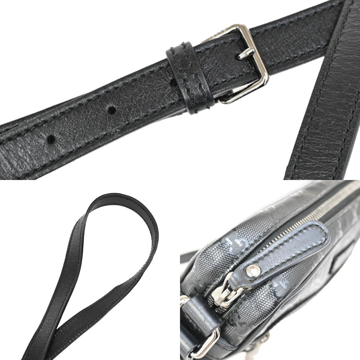 GUCCI Imprime GG Pattern Crossbody Mini Shoulder Bag PVC Leather Black 82KB276