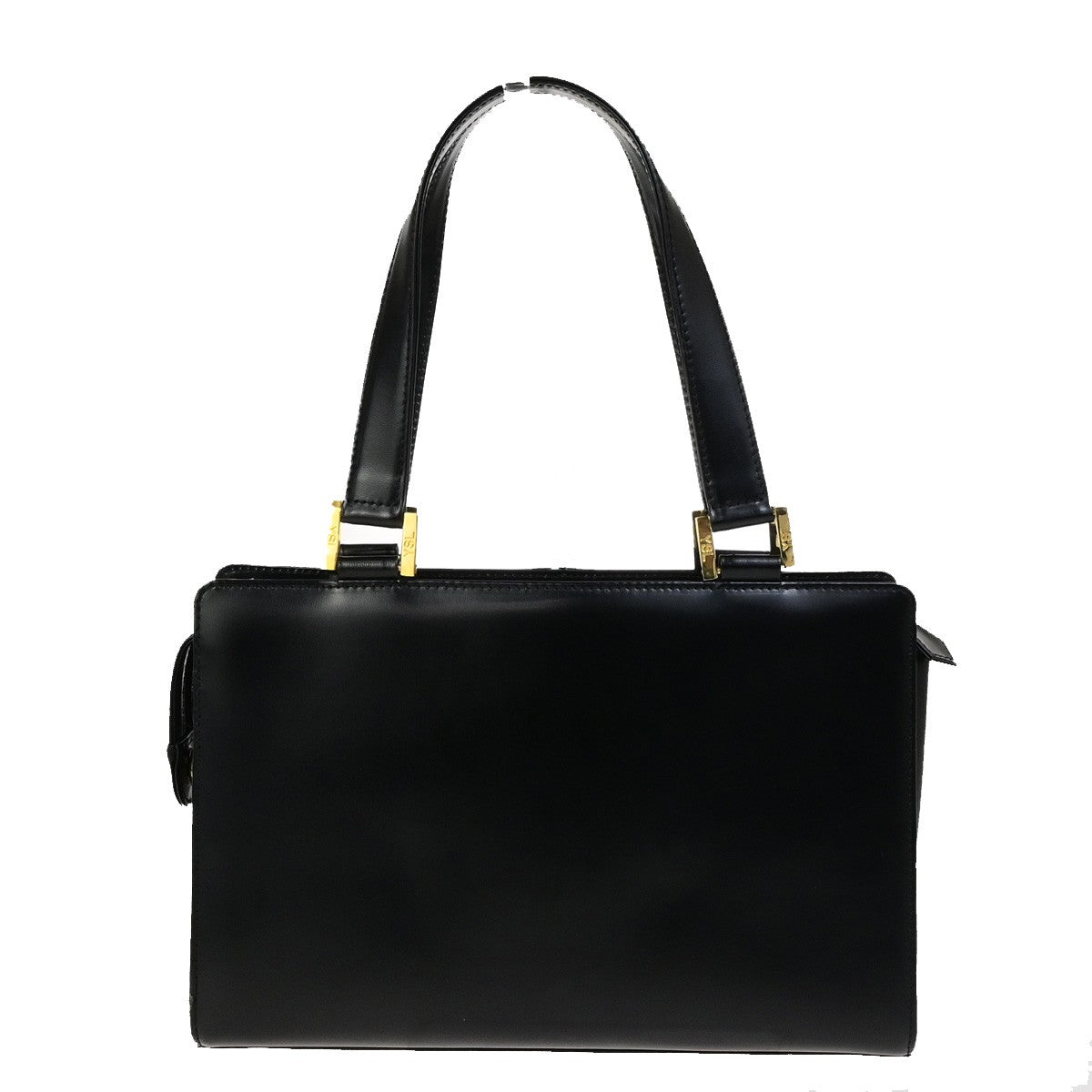 YVES SAINT LAURENT YSL Logo Shoulder Bag Leather Black Gold GHW 39YG825