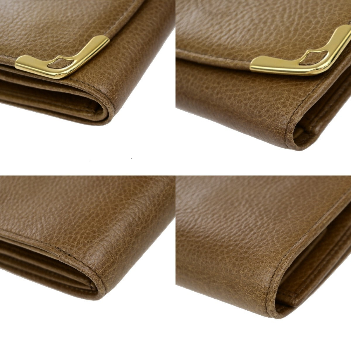 Cartier 2C Logo Trifold Compact Wallet Leather Brown Gold 60KP172