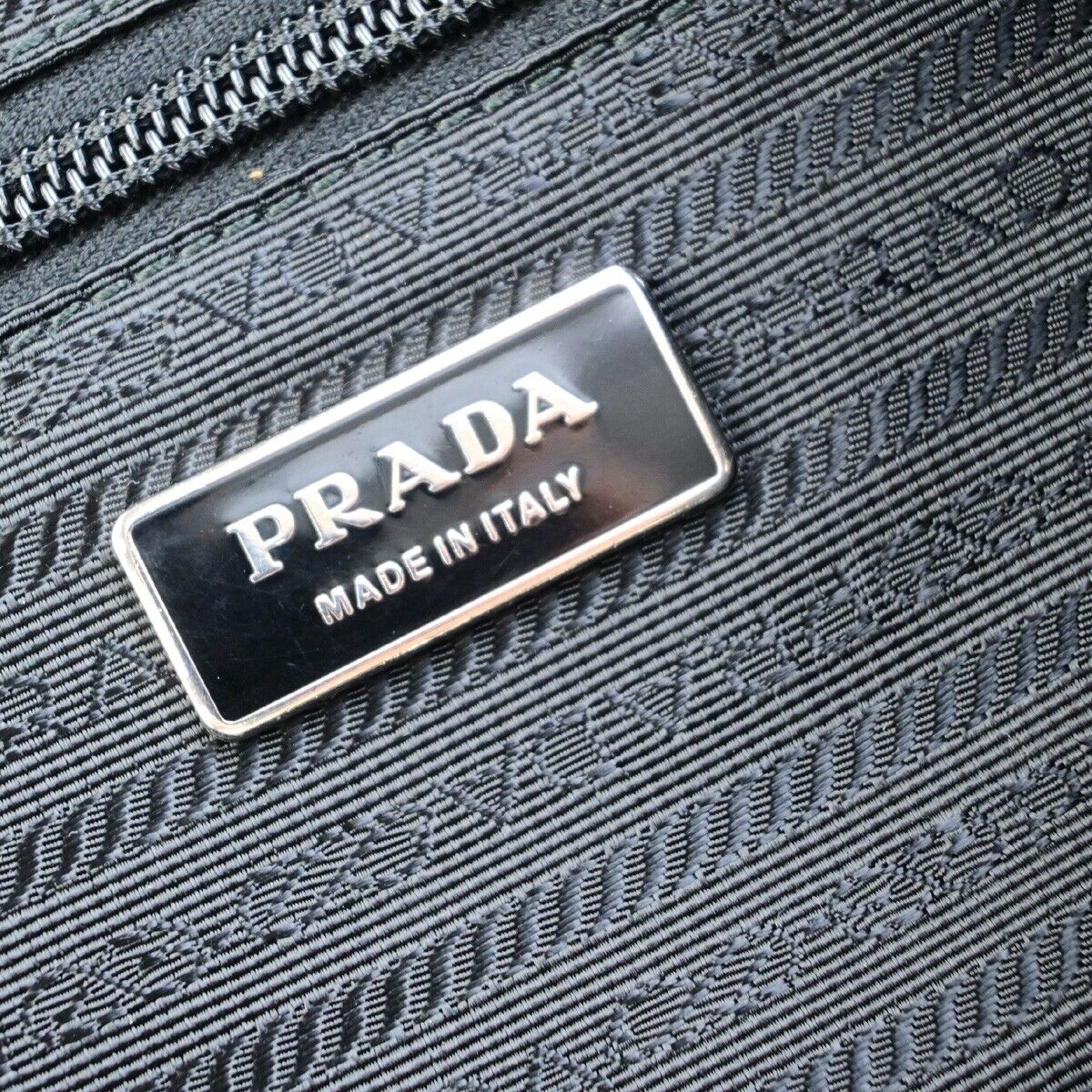PRADA MILANO Logo Backpack Bag Nylon Leather Black Silver Made In Italy 91RK723