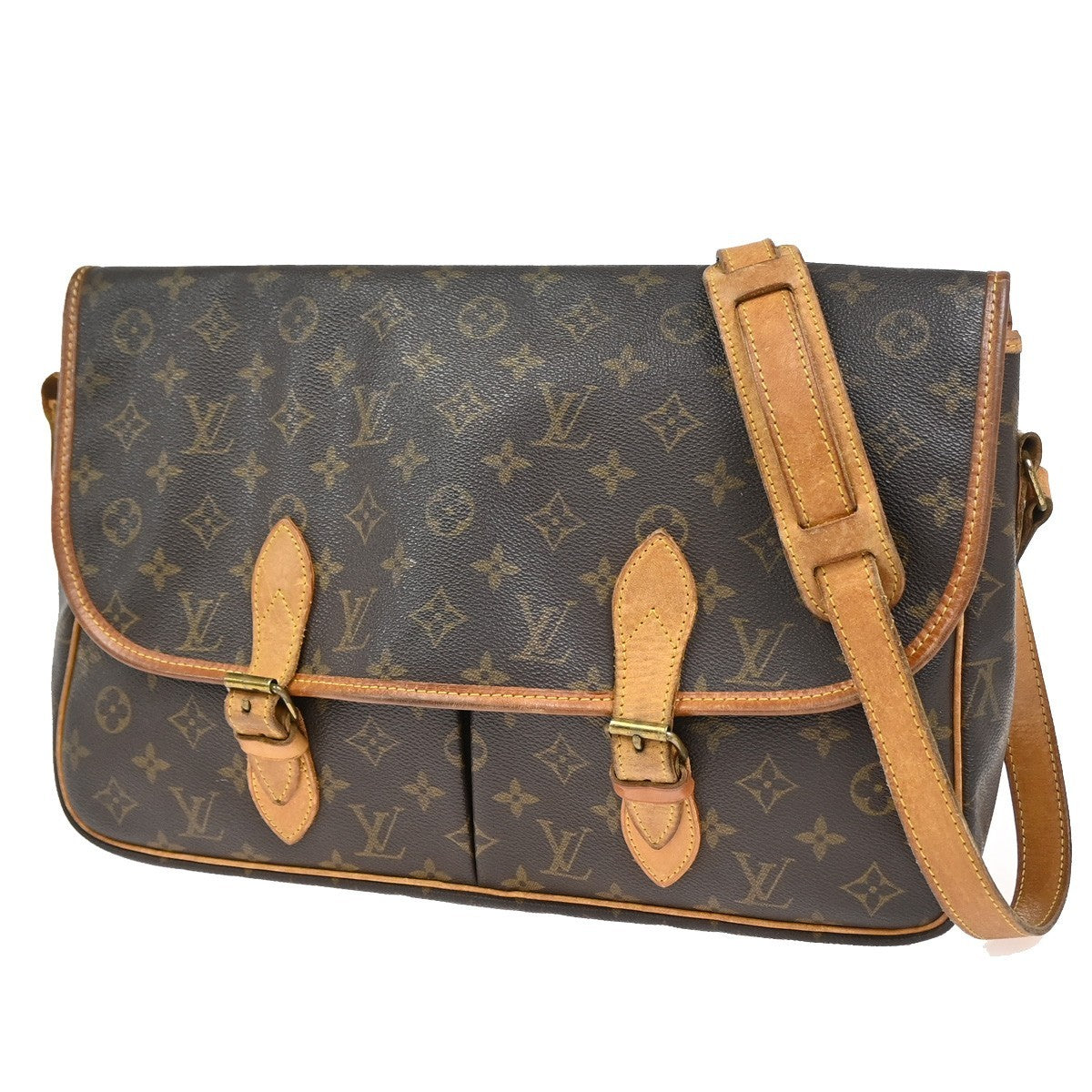LOUIS VUITTON Gibeciere GM Shoulder Bag Monogram Leather Brown M42249 68YJ063