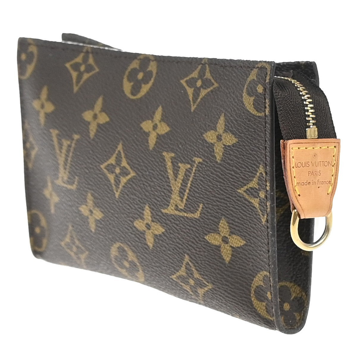LOUIS VUITTON Logo BUCKET PM Pouch Bag Monogram Leather Brown France 66KP603