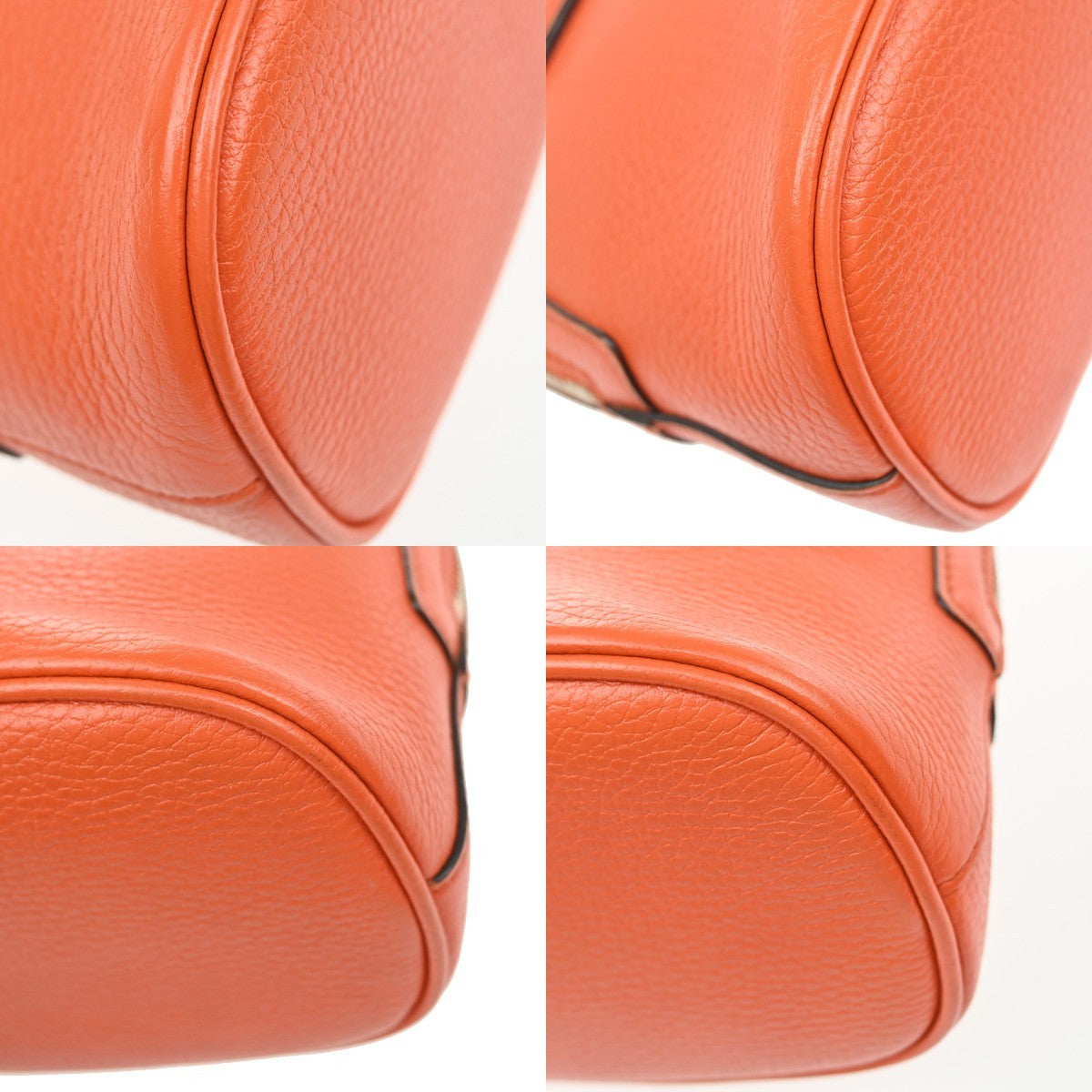 GUCCI Interlocking G 2Way Shoulder Hand Bag Leather Orange GHW Italy 87YJ199