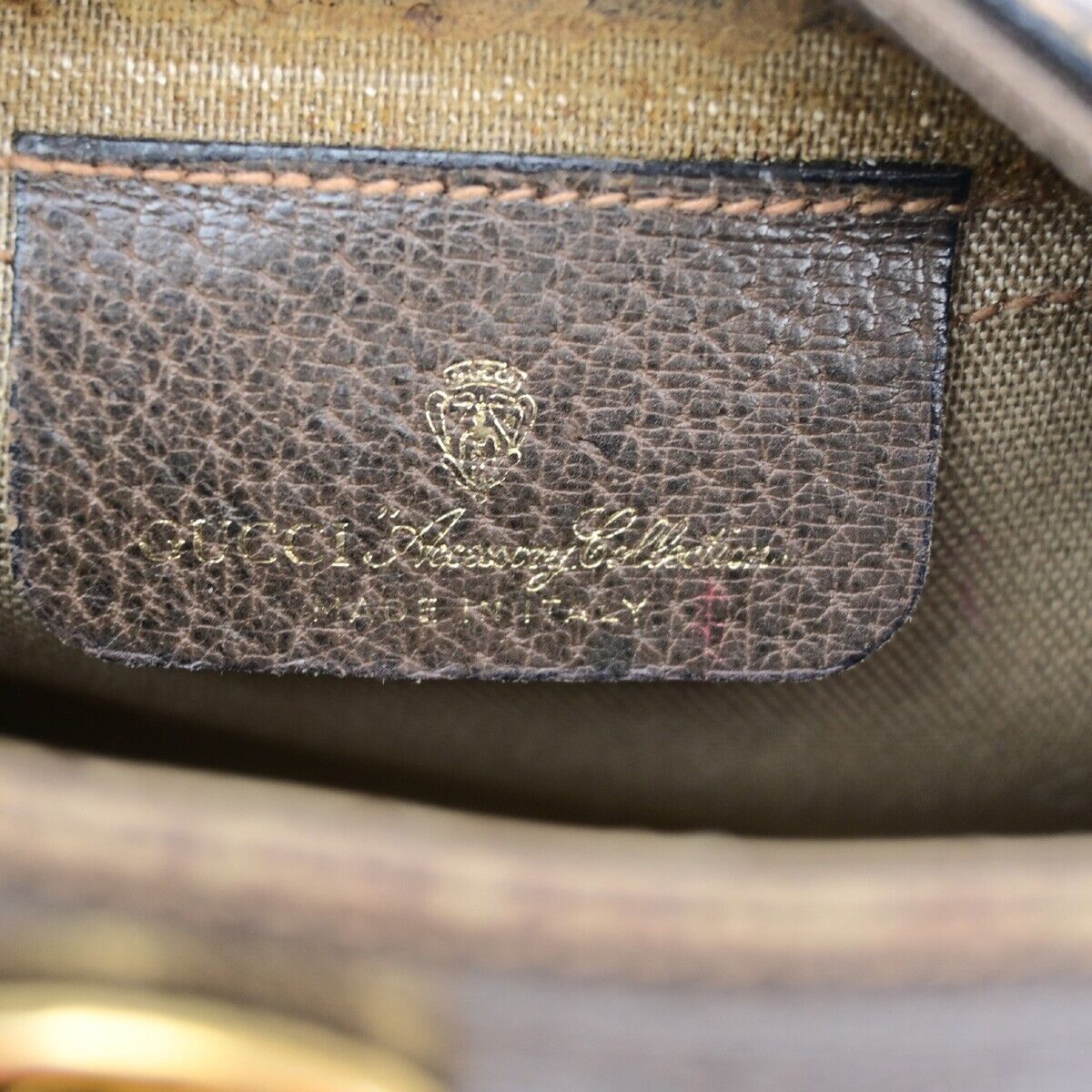 GUCCI Logo GG Pattern Pouch Bag PVC Leather Brown GHW Italy 05SH828