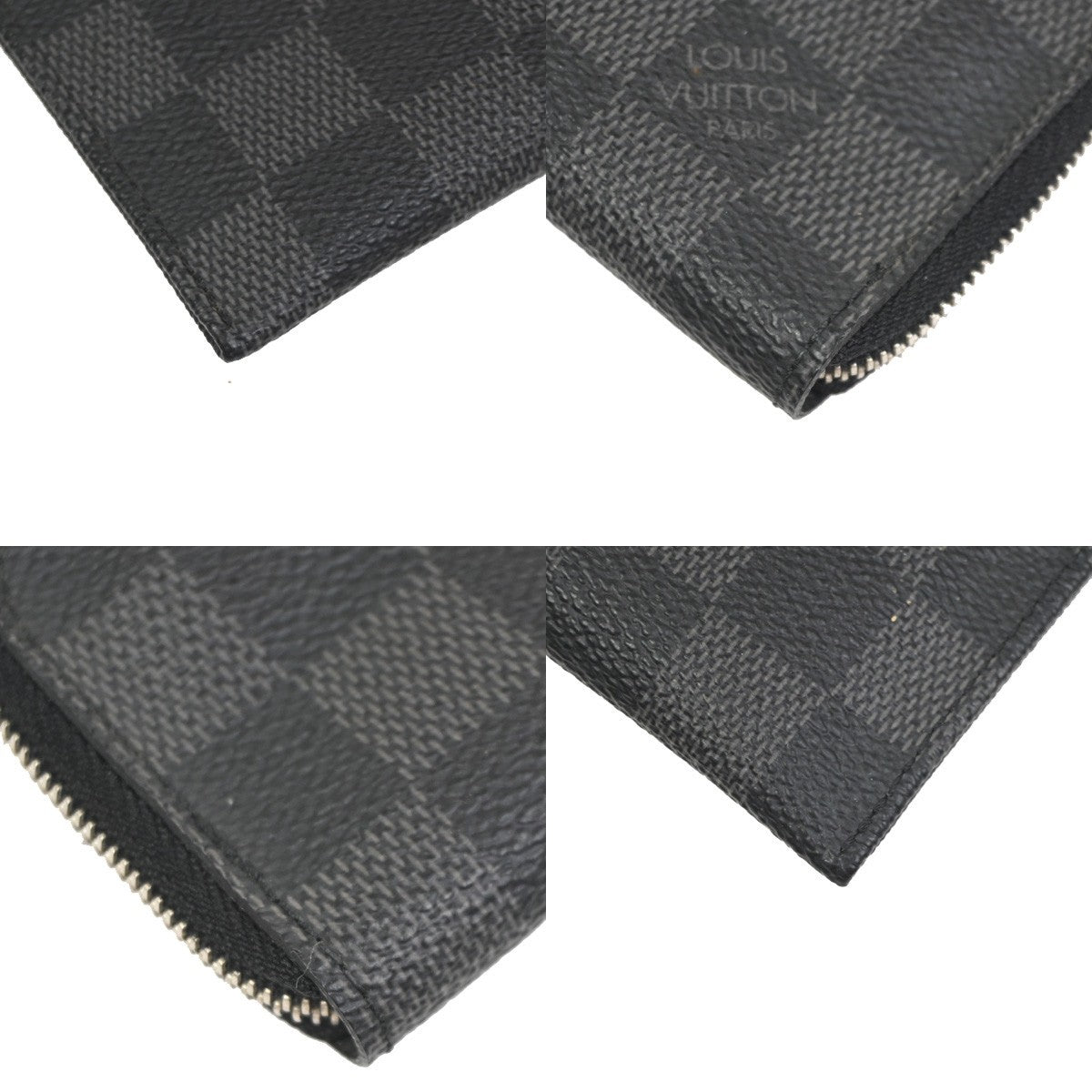 LOUIS VUITTON Pochette Cle Key Pouch Damier Graphite Leather  BK N61237 35RL928