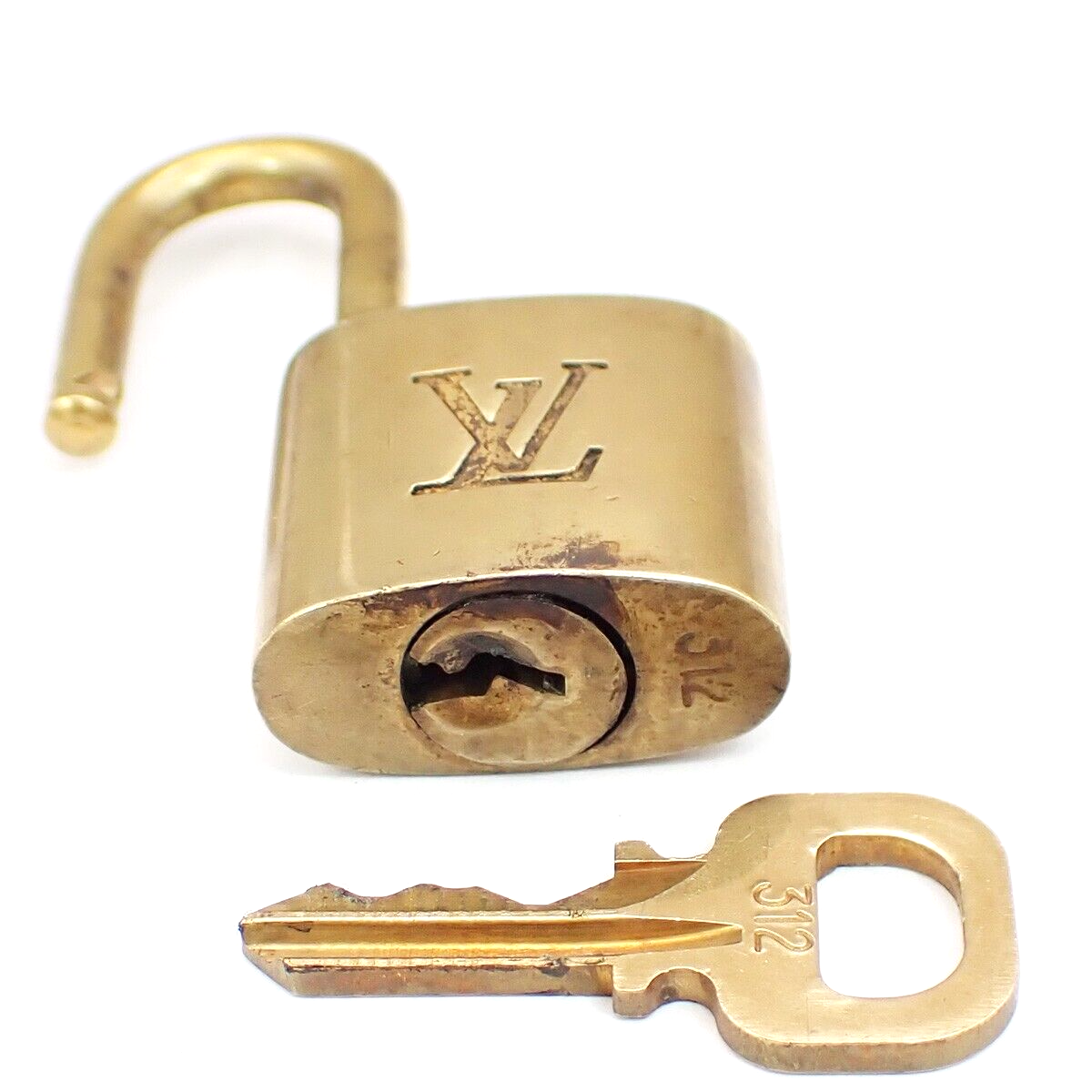 LOUIS VUITTON LV 10 Set  Padlock Key Bag Charm Cadena Gold Plated France 61YF804