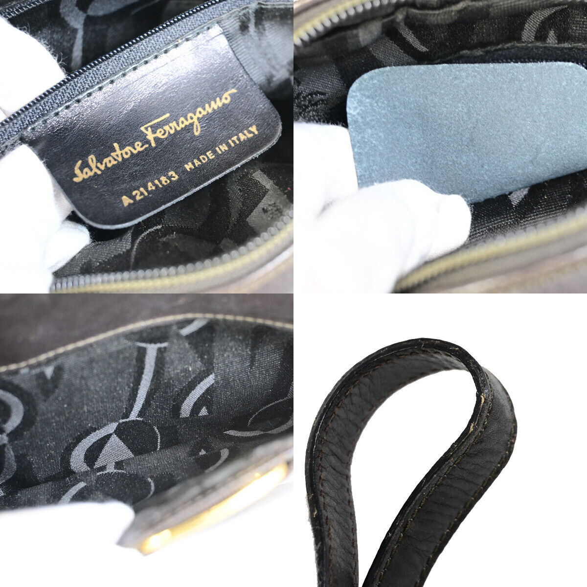 SALVATORE FERRAGAMO Logo Vara Shoulder Bag Leather Brown GHW Italy 02YG260