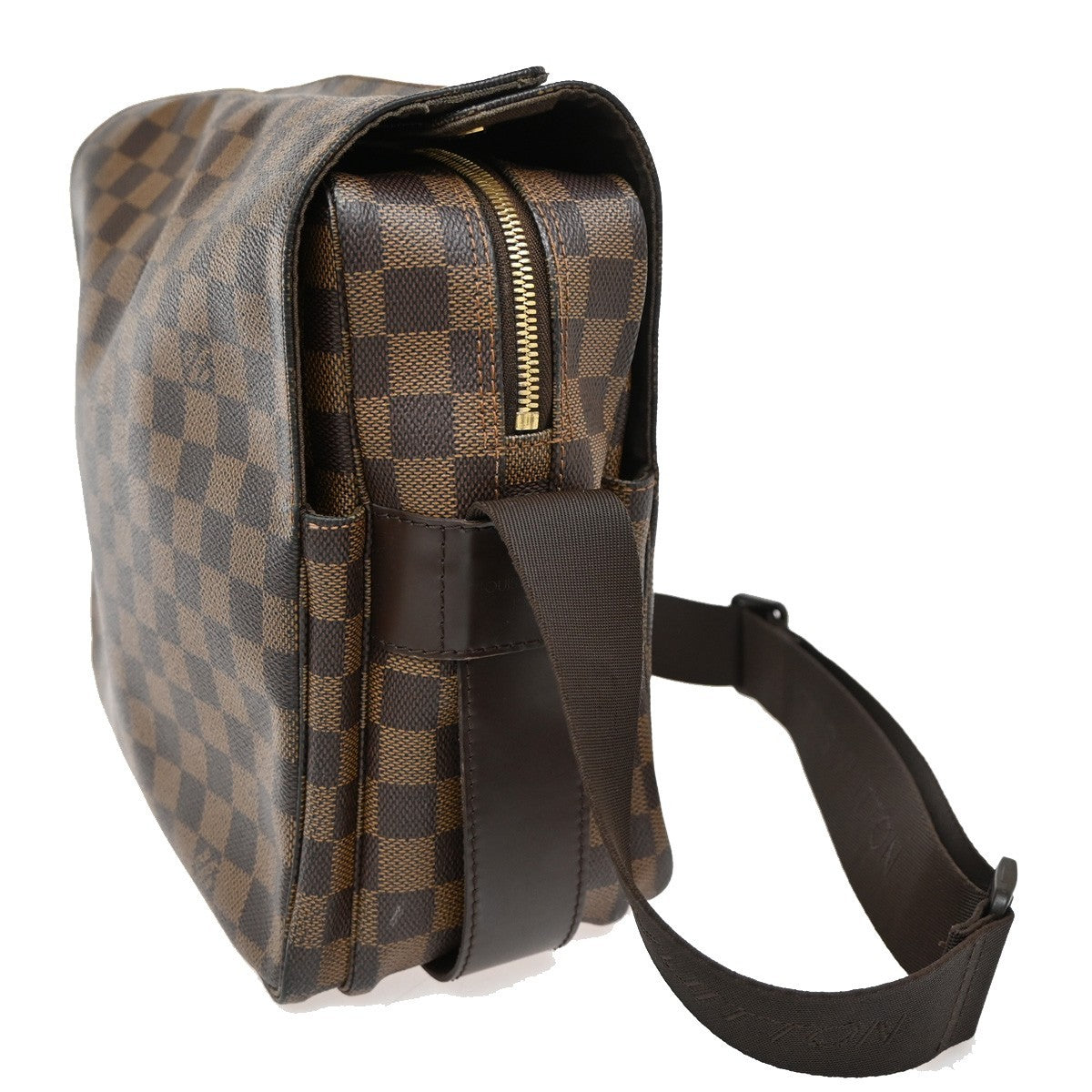 LOUIS VUITTON Naviglio Shoulder Bag Damier Ebene Leather Brown N45255 35KB609