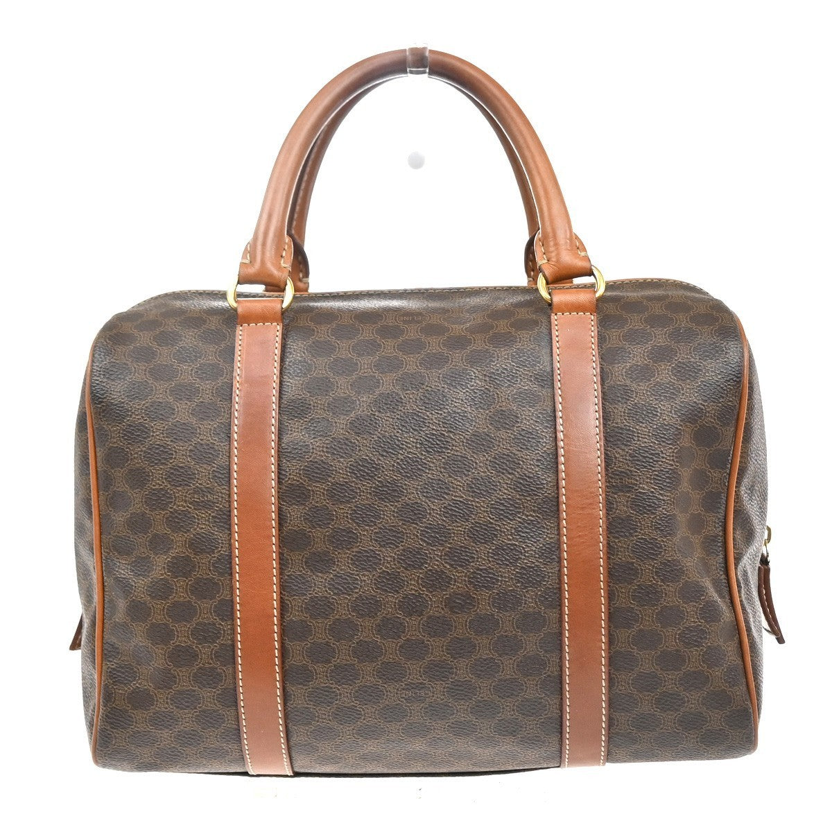 CELINE Logo Macadam Pattern Hand Bag PVC Leather Brown GHW Italy 69KC201
