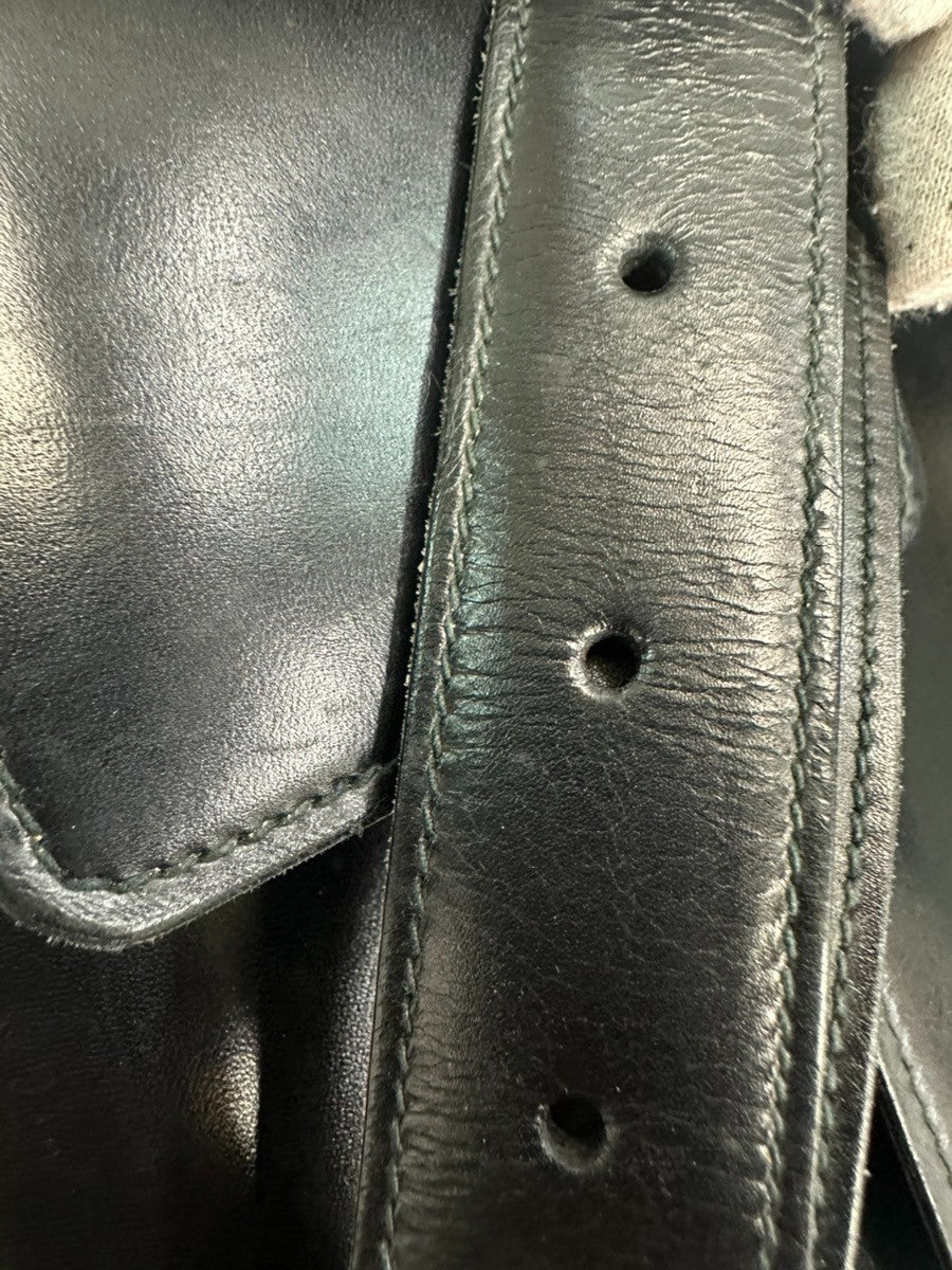 CELINE PARIS Logo Horse Carriage Shoulder Bag Leather Black Gold Italy 38CA739