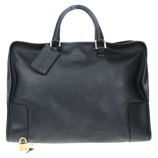 LOEWE AMAZONA 40 Anagram Travel Hand Bad Leather Padlock Black GHW Spain 34YG482