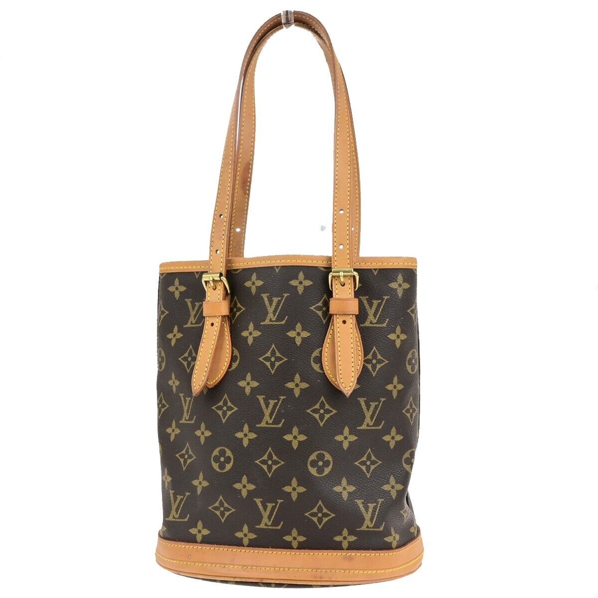 LOUIS VUITTON BUCKET PM Shoulder Tote Bag Monogram Leather Brown M42238 33ED400
