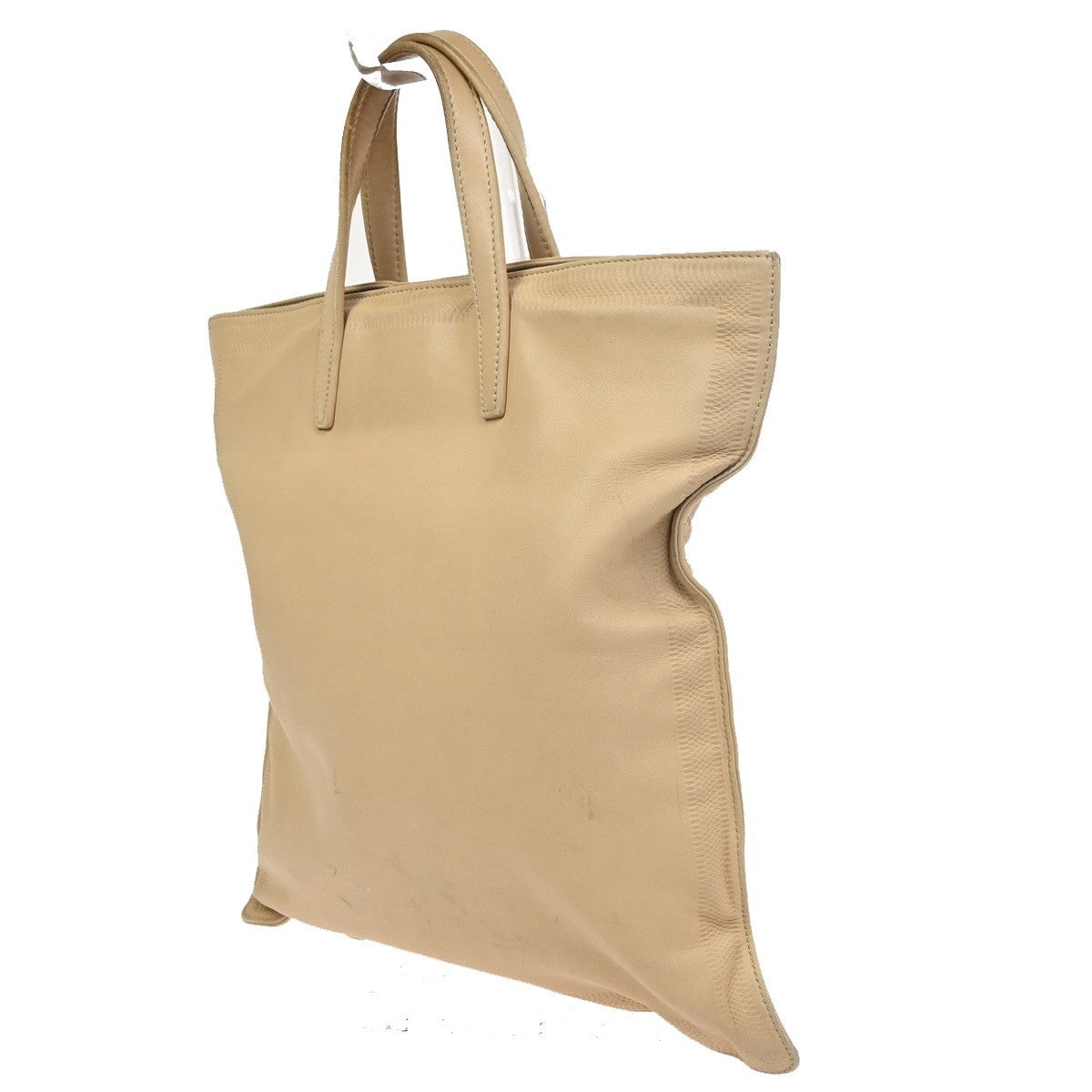 LOEWE Logo Shoulder Tote Hand Bag Leather Beige SHW Spain 30CA771