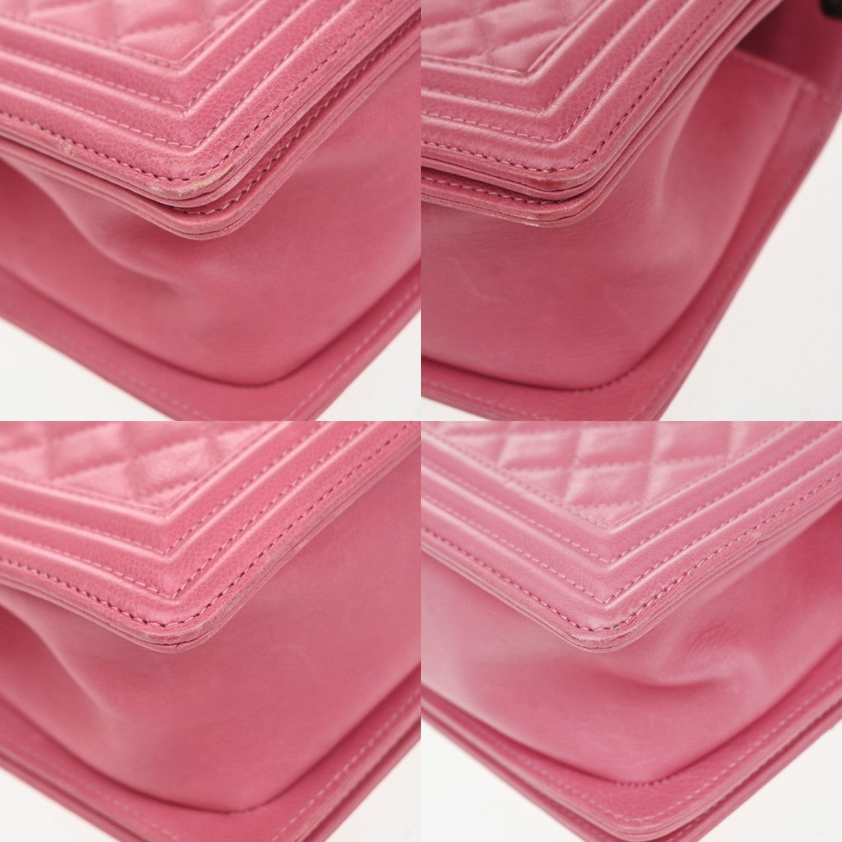 CHANEL CC Boy Chain Shoulder Bag Leather Pink SHW Italy 321RP171