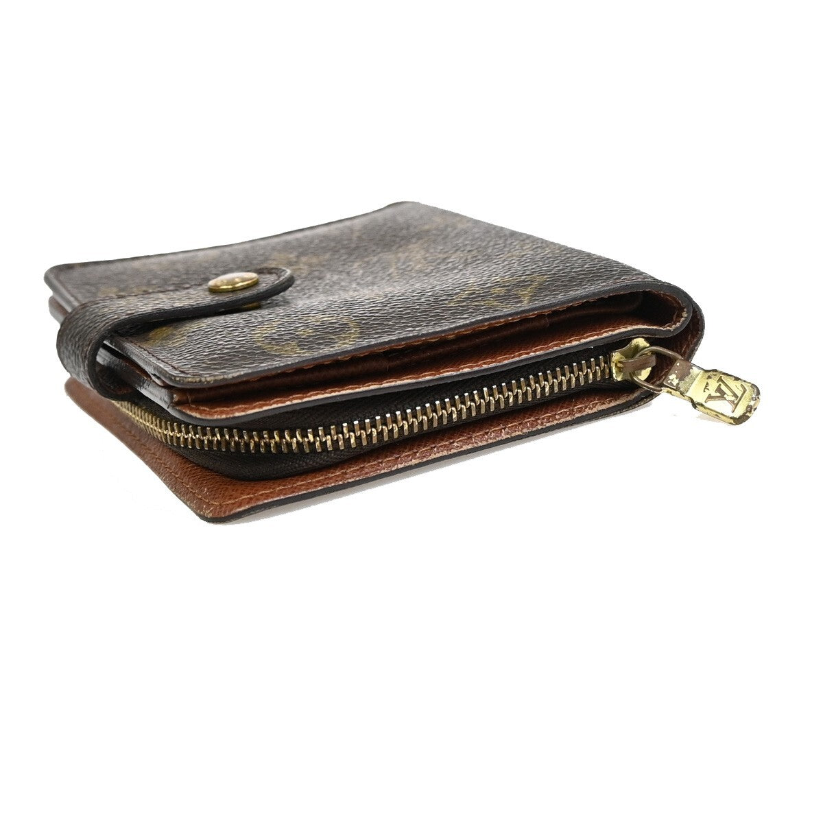 LOUIS VUITTON Compact Zip Bifold Wallet Monogram Leather Brown M61667 09FB576