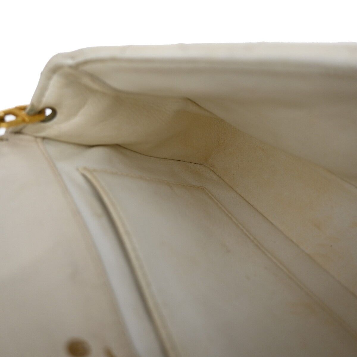 CHANEL CC Logo Matelasse Chain Shoulder Bag Leather White GHW Vintage 650RJ771