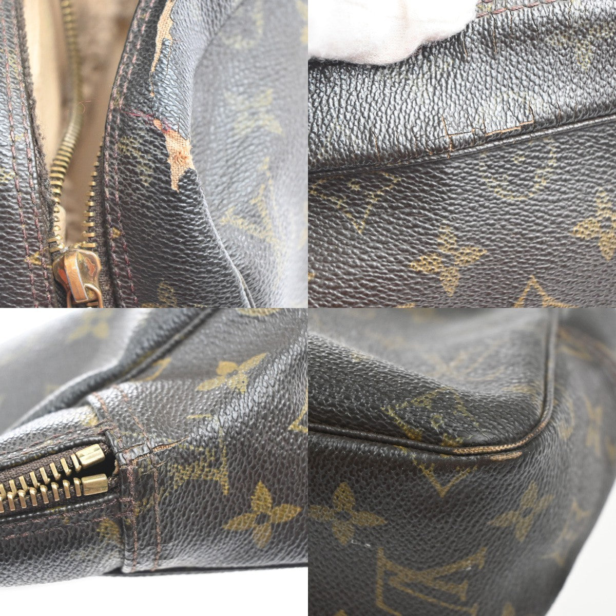 LOUIS VUITTON 2 Set Trousse Toilette Poche Toilette Bag Monogram Leather 09KC593