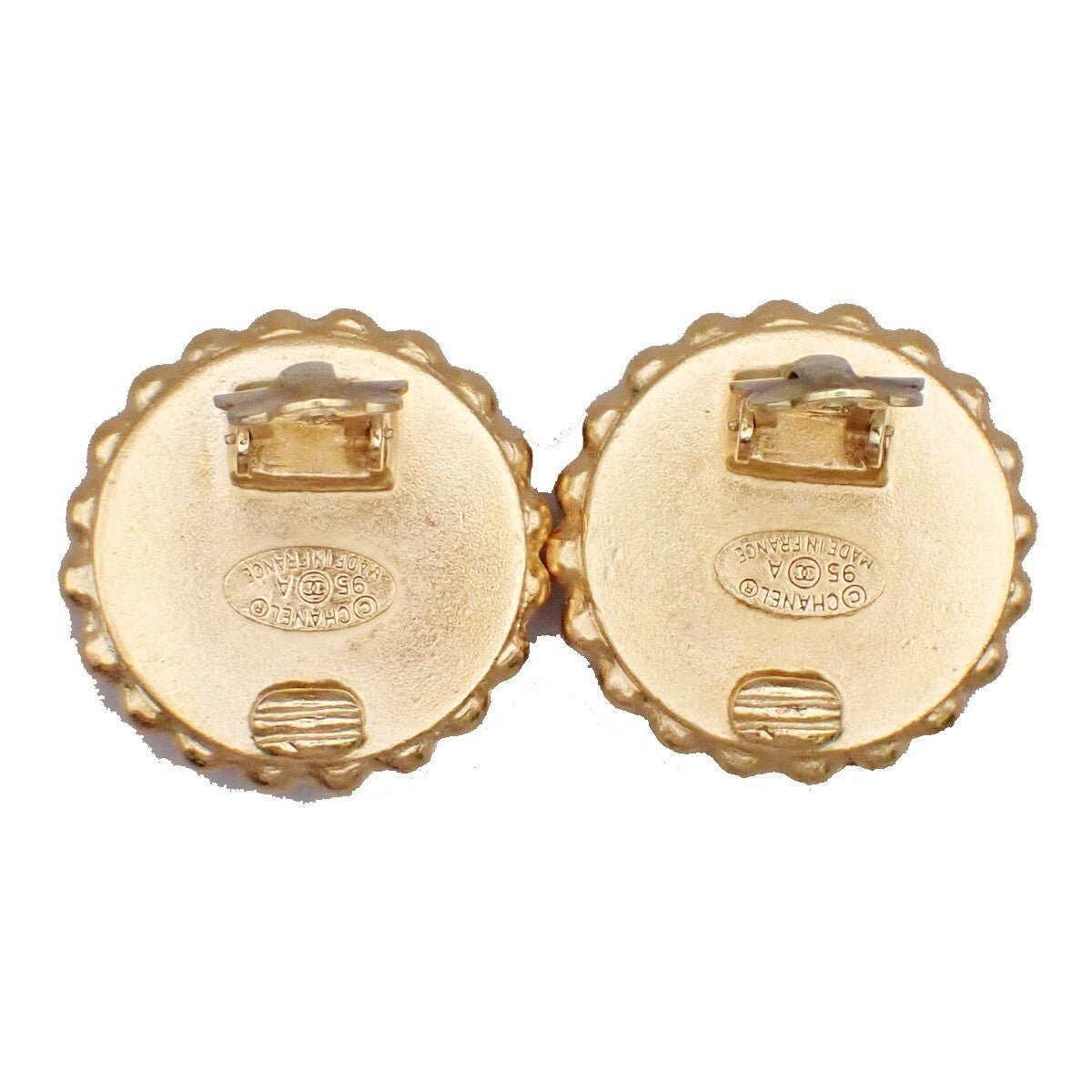 CHANEL CC Logo Earring 95A Clip-On Black GHW Accessory Vintage 82RL131