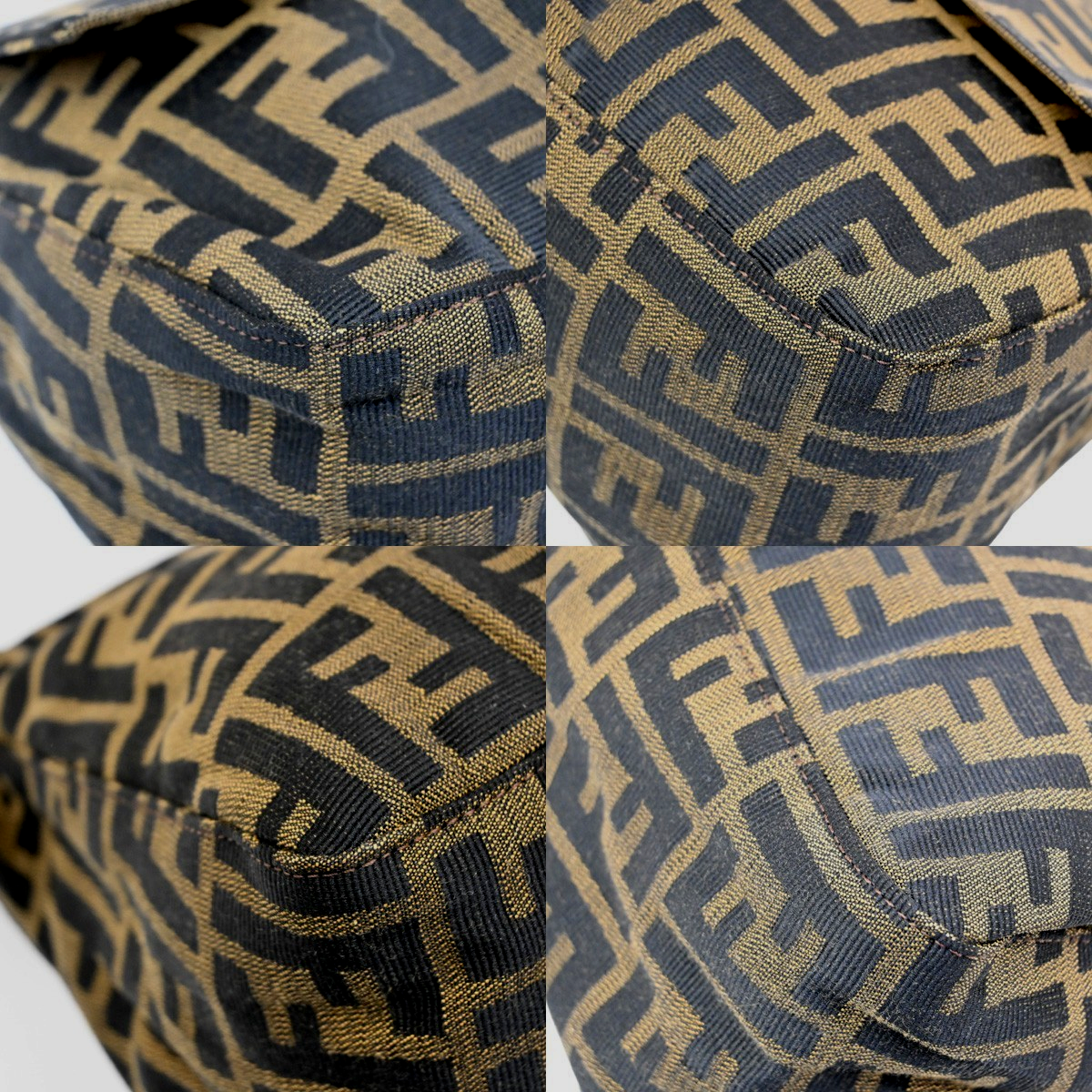 FENDI Logo Zucca Pattern Hand Bag Canvas Leather Brown SHW Italy 12KB535