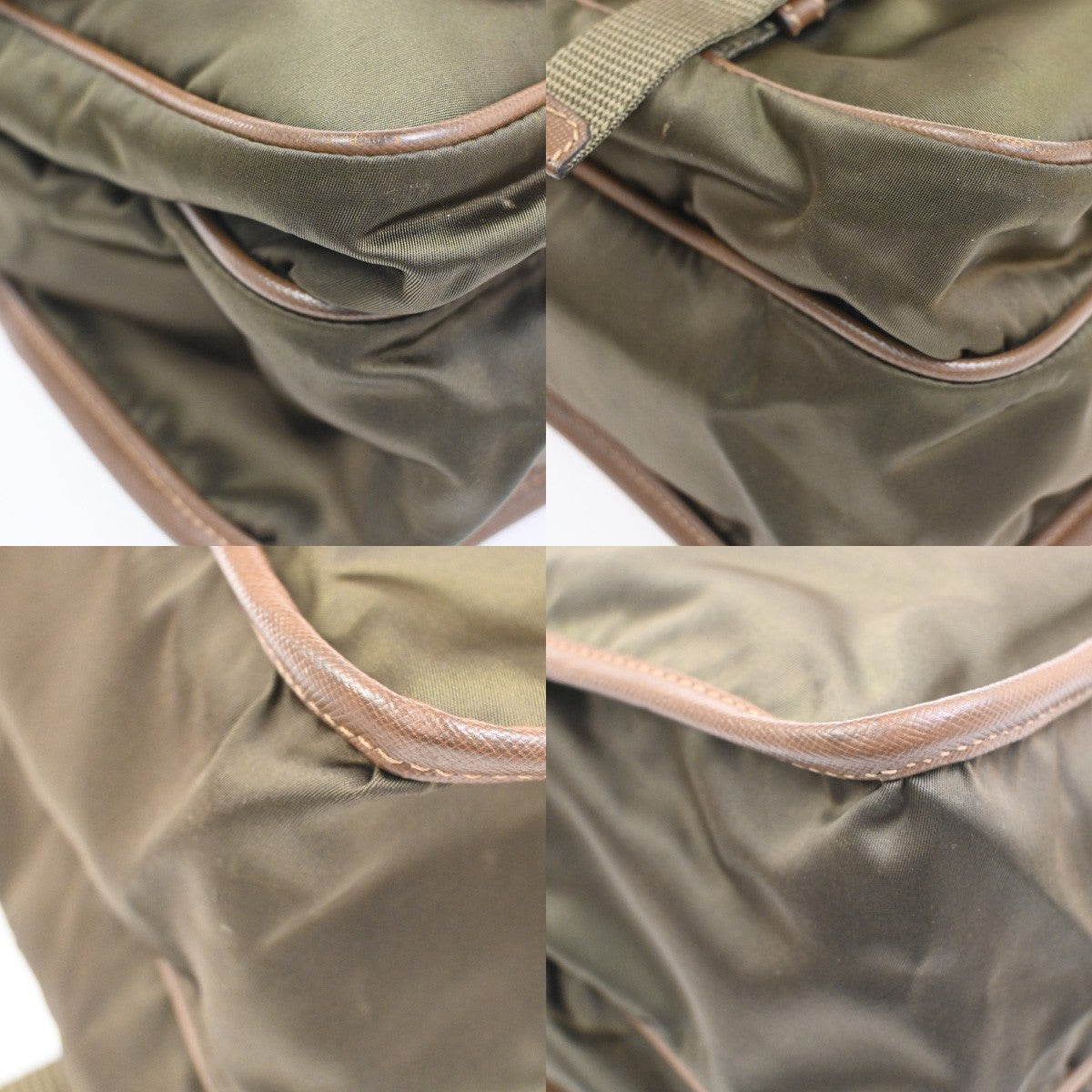 PRADA MILANO Tessuto Messenger Shoulder Bag Nylon Leather Italy Khaki 32CA854