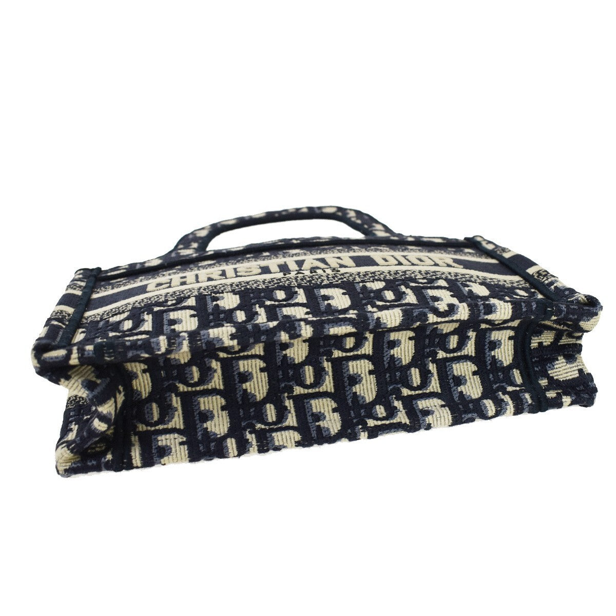 CHRISTIAN DIOR Logo OBLIQUE Mini Hand Bag Canvas Navy Blue Italy 373LC335