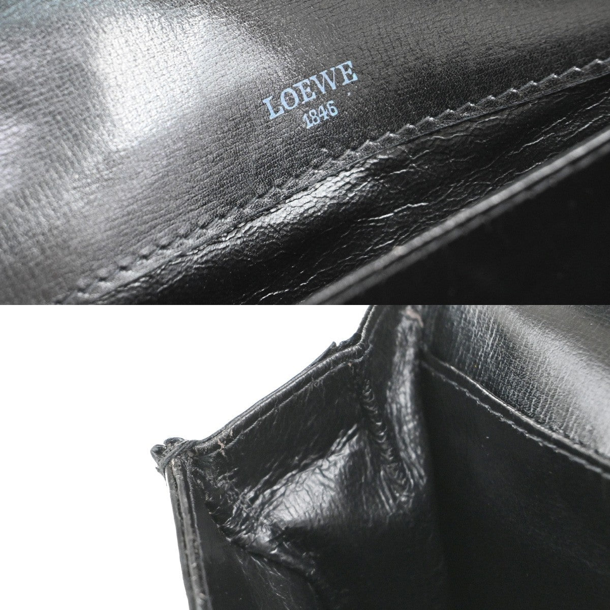 LOEWE Anagram 2way Chain Shoulder Clutch Bag Embossing Leather Brack 88KB476