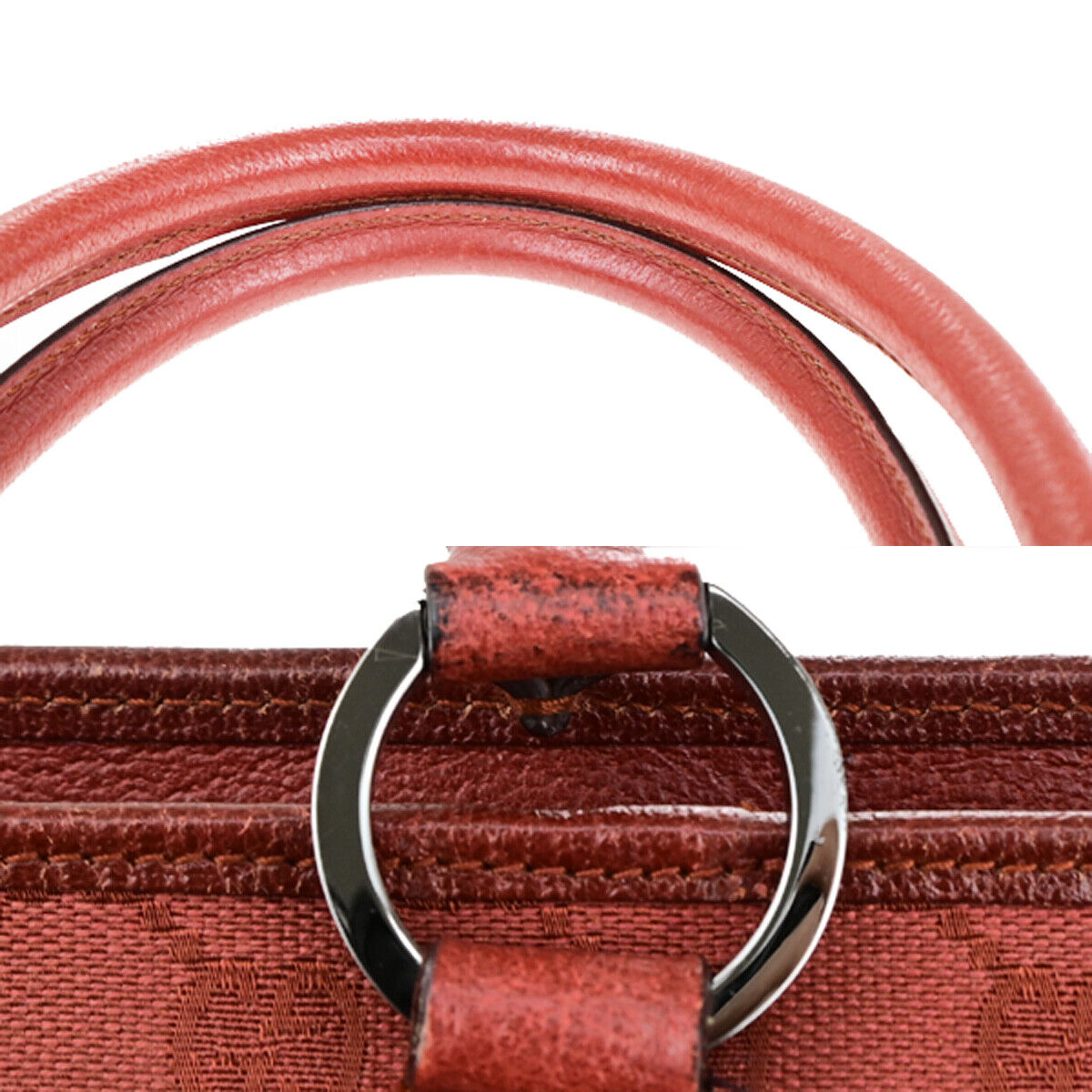 GUCCI Logo GG Pattern Shoulder Tote Bag Canvas Leather Red SHW Italy 64YG595