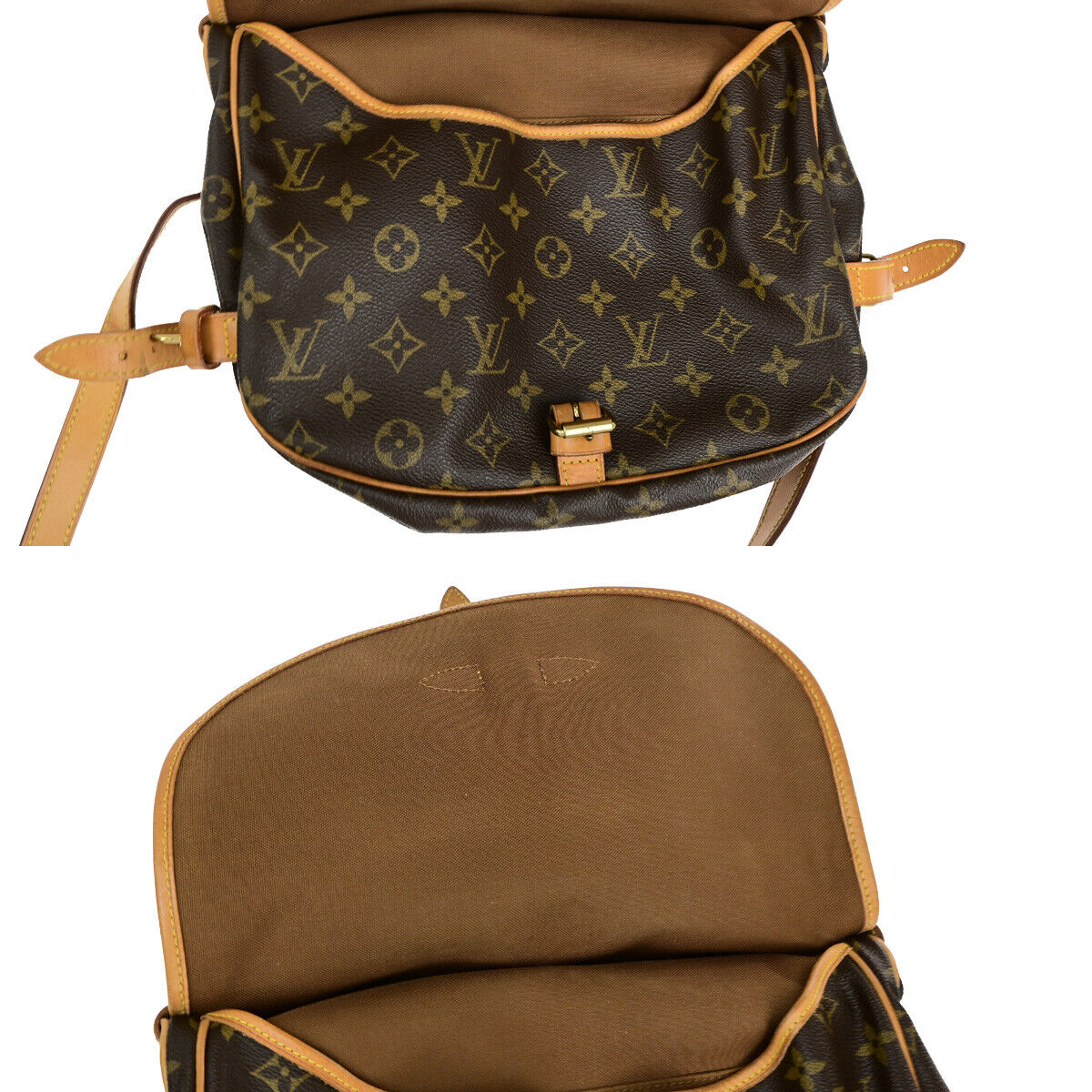 LOUIS VUITTON Logo Saumur 30 Shoulder Bag Monogram Leather Brown M42256 18YF645