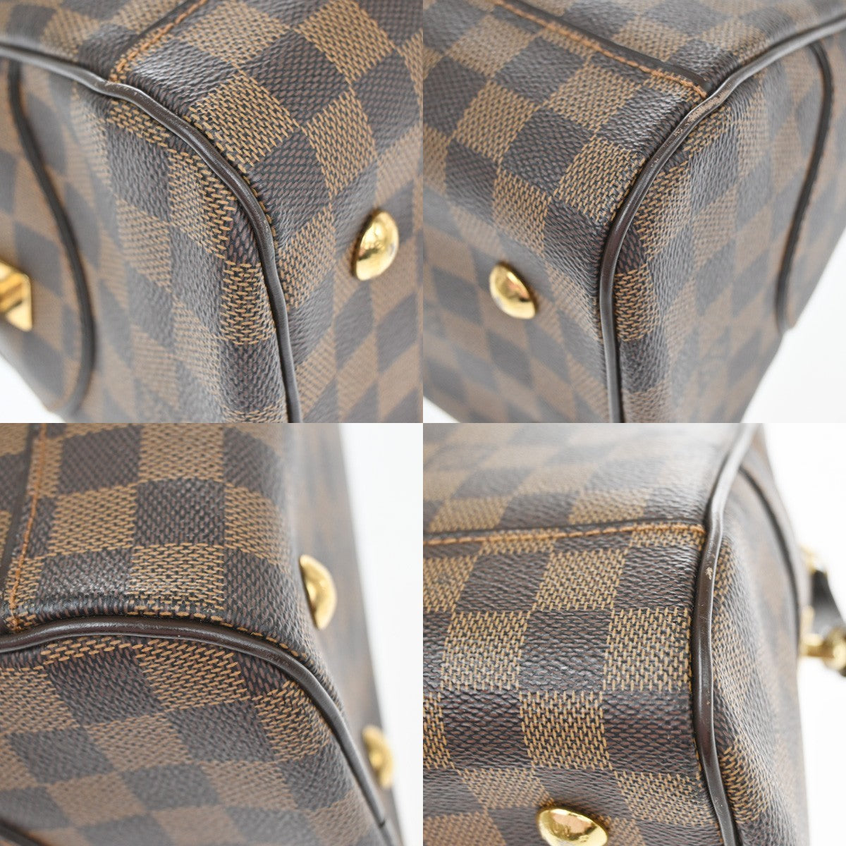 LOUIS VUITTON Logo Duomo Hand Bag Damier Ebene Leather Brown N60008 22YJ097