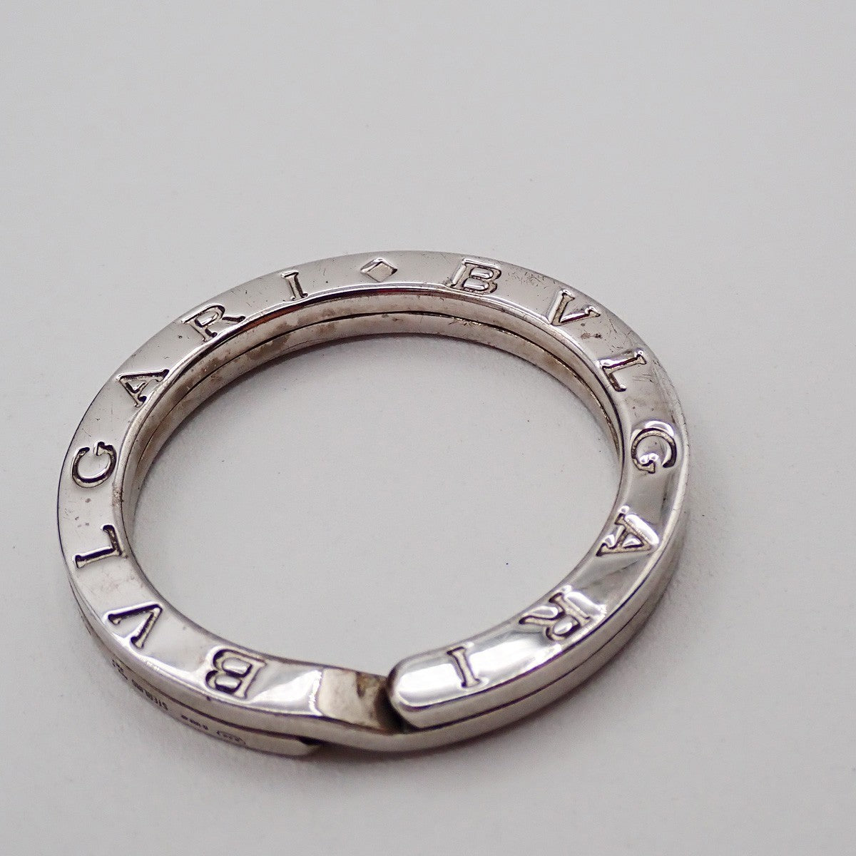 BVLGARI Logo Key Ring Silver Ag 925 Accessory Italy 02EG277