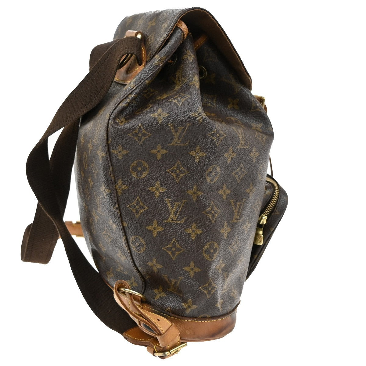 LOUIS VUITTON Montsouris GM Backpack Bag Monogram Leather Brown M51135 71KB593