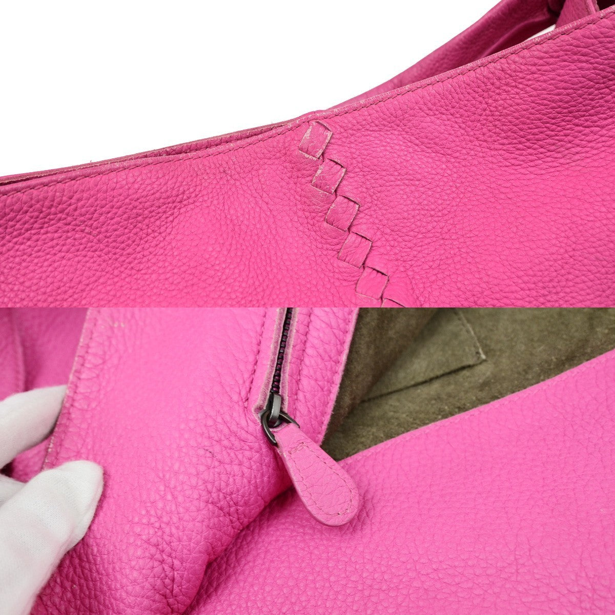 BOTTEGA VENETA Logo Intrecciato Shoulder Hobo Bag Leather Pink Italy 16KD154