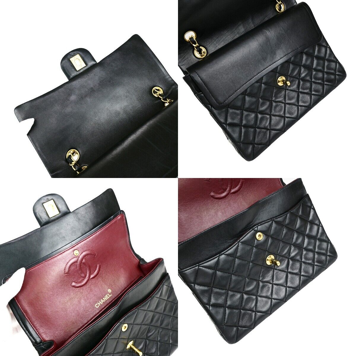 CHANEL CC Matelasse 25 Double Flap Chain Shoulder Bag Leather Black GHW 809RK651