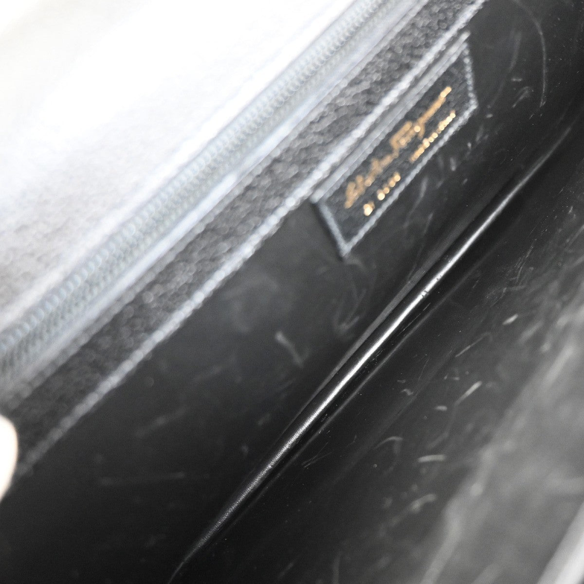 SALVATORE FERRAGAMO 2way Shoulder Hand Bag Briefcase Leather Black Italy 63KD172
