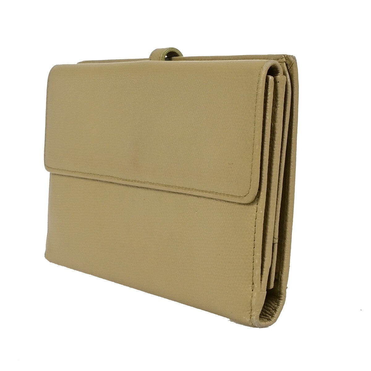 CHANEL CC Logo Long Bifold Wallet Purse Leather Beige GHW Italy 39RF190