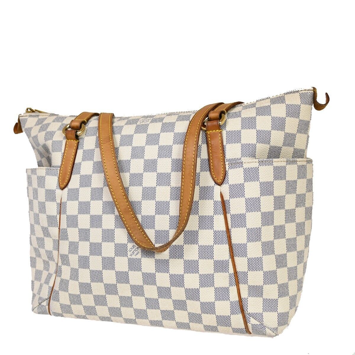 LOUIS VUITTON Totally MM Shoulder Bag Damier Azur Leather White N51262 20FA324