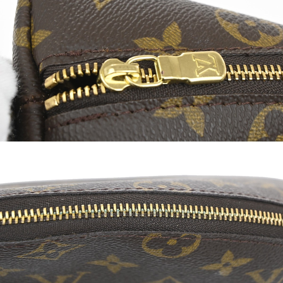 LOUIS VUITTON Trousse Demi Ronde Pouch Monogram Leather Brown M47520 63TA172