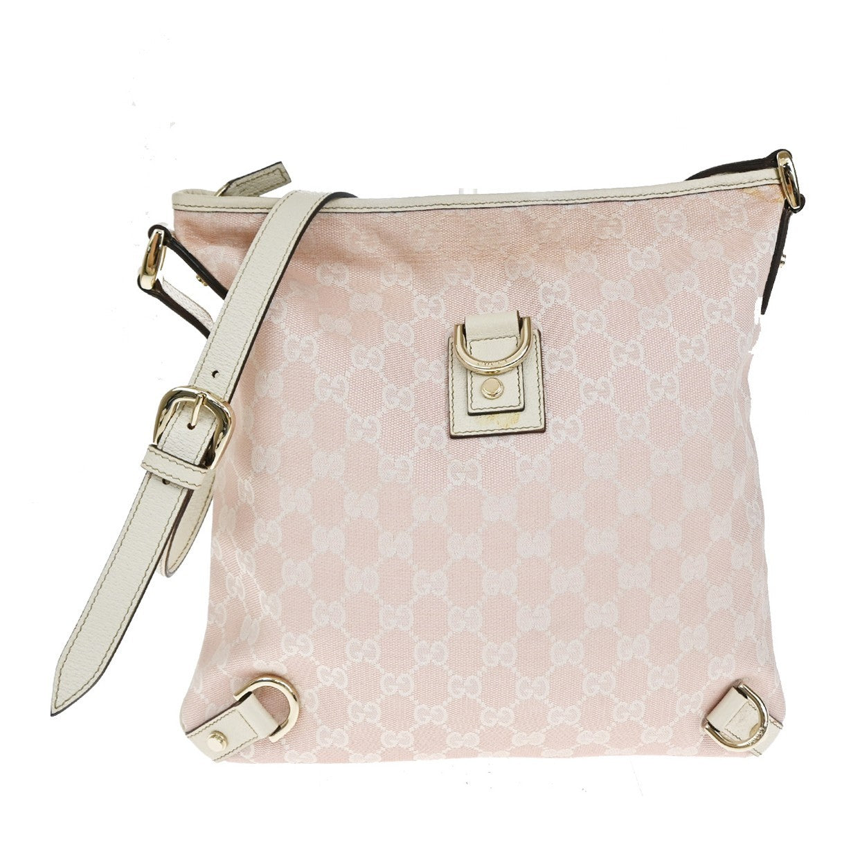 GUCCI Abbey GG Pattern Crossbody Shoulder Bag Canvas Leather Pink Italy 67YJ159