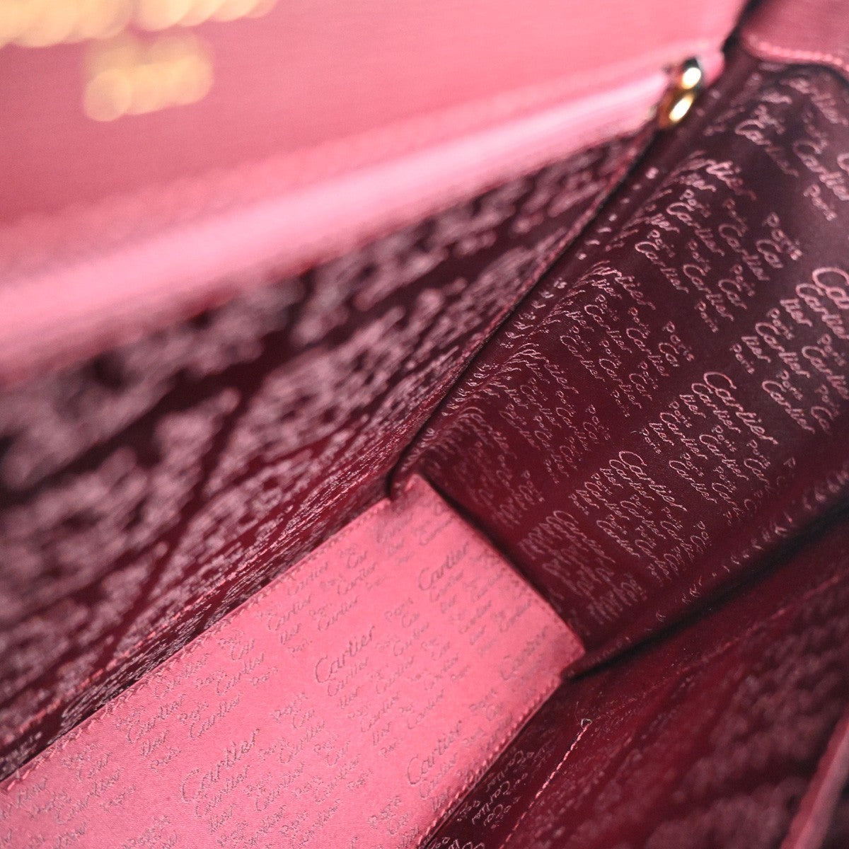 MUST DE CARTIER Logo Top Handle Hand Bag Leather Red 74RP125