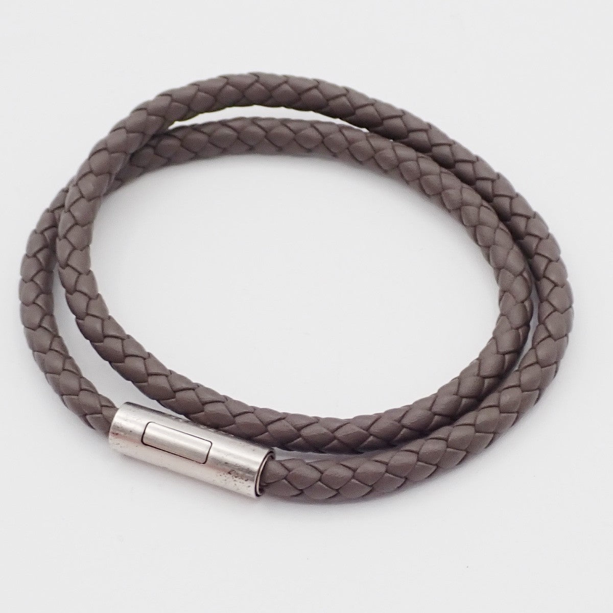 HERMES Goliath Bracelet Double Tour bracelet Leather Gray SHW Italy 69YH871