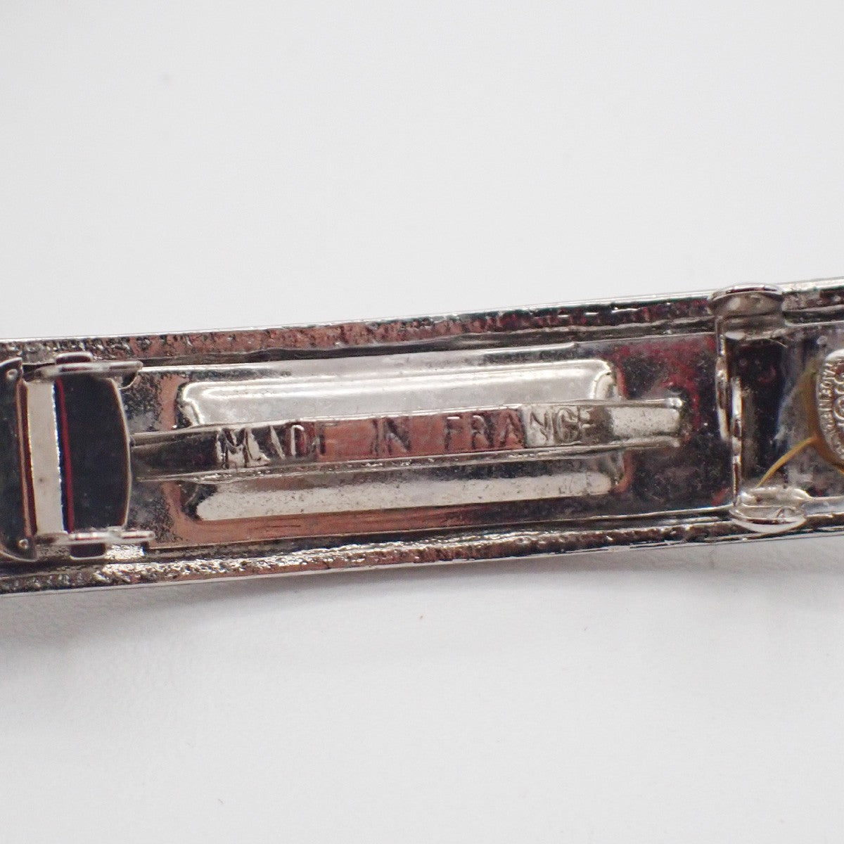 CHANEL Logo Hair Clip Barrette Accessory 99P Silver Made in France 64RQ089