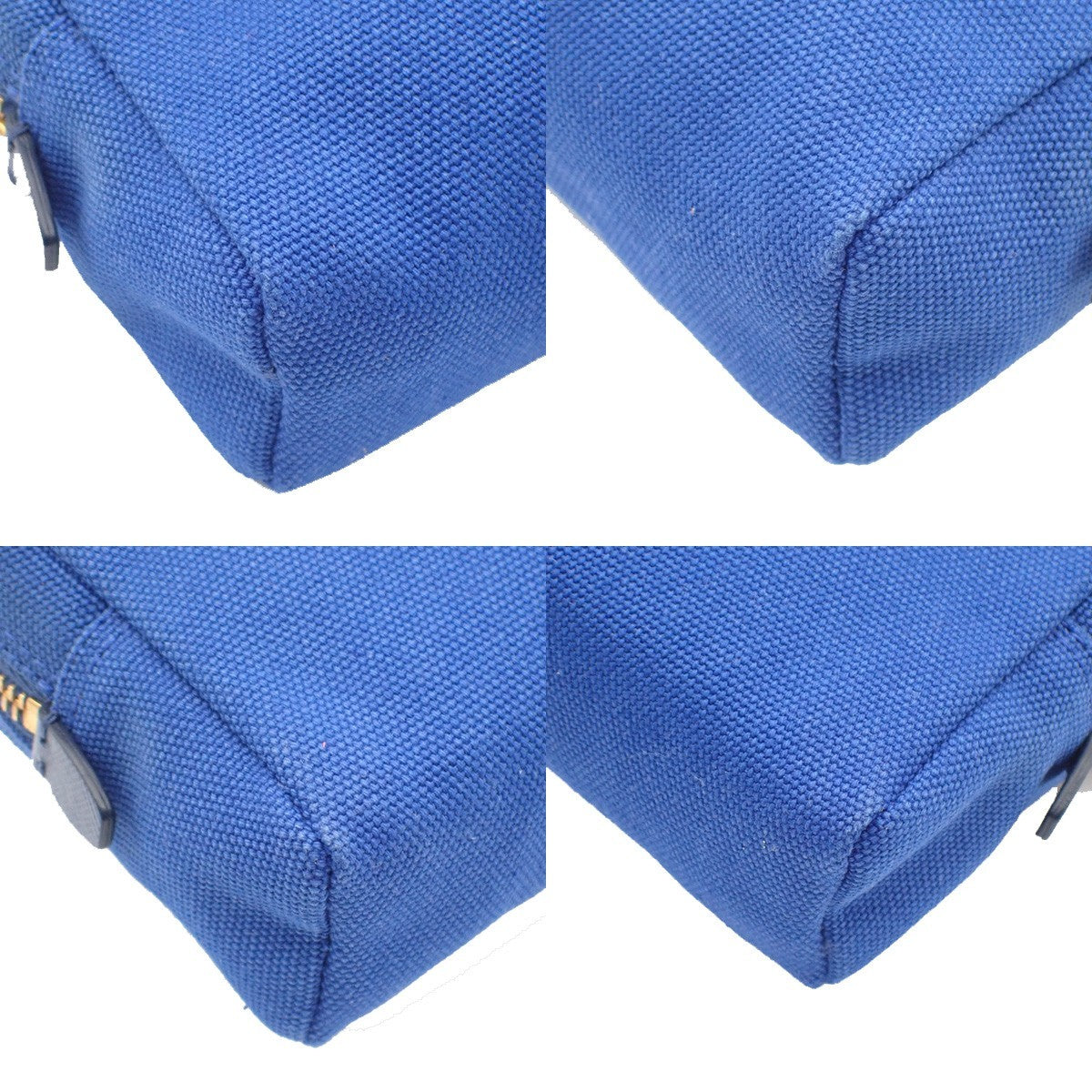 PRADA LOGO Mini Pouch Bag Canvas Blue Gold Italy 63AA135