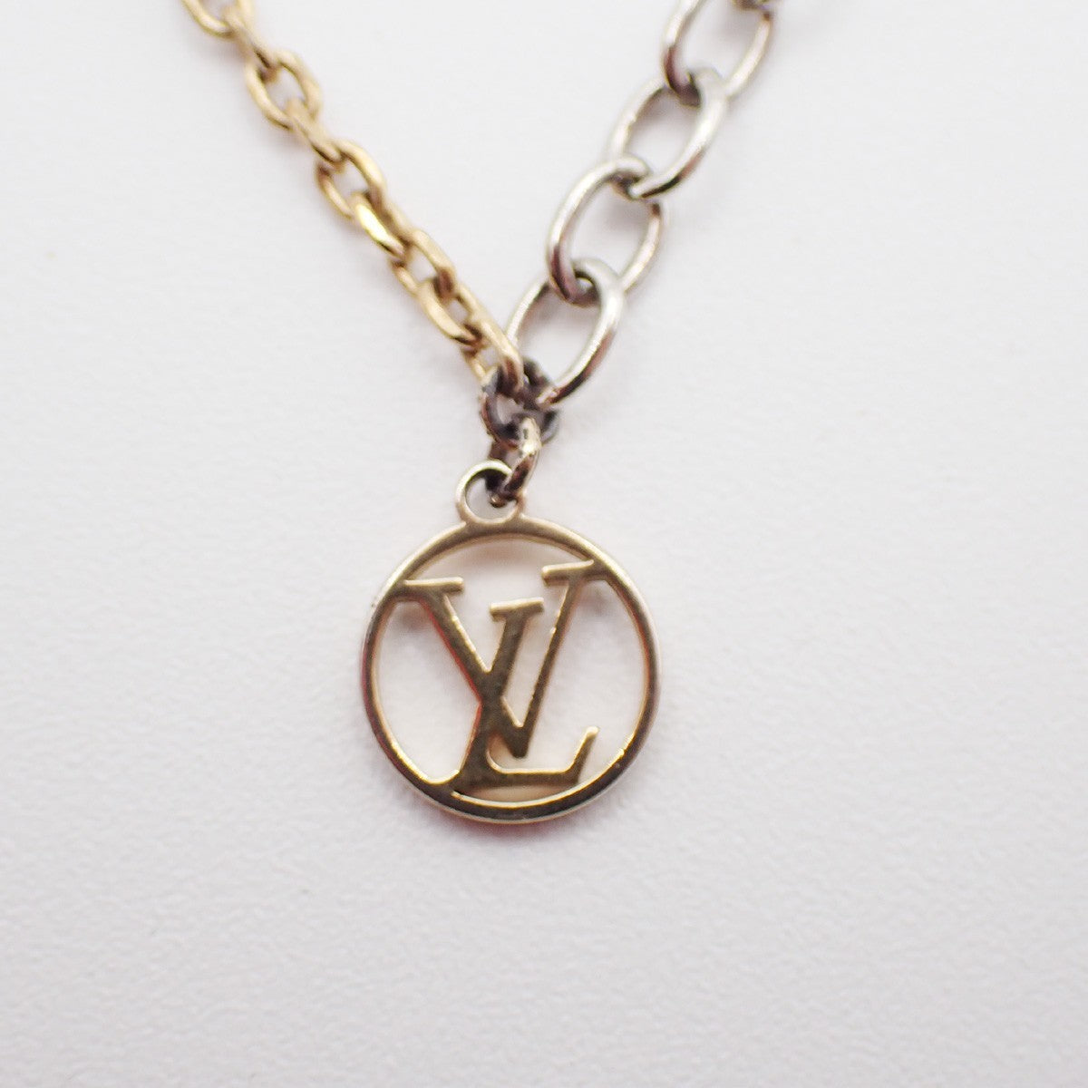 LOUIS VUITTON Logomania Chain Long Necklace Gold Silver M68074 Italy 30KP558