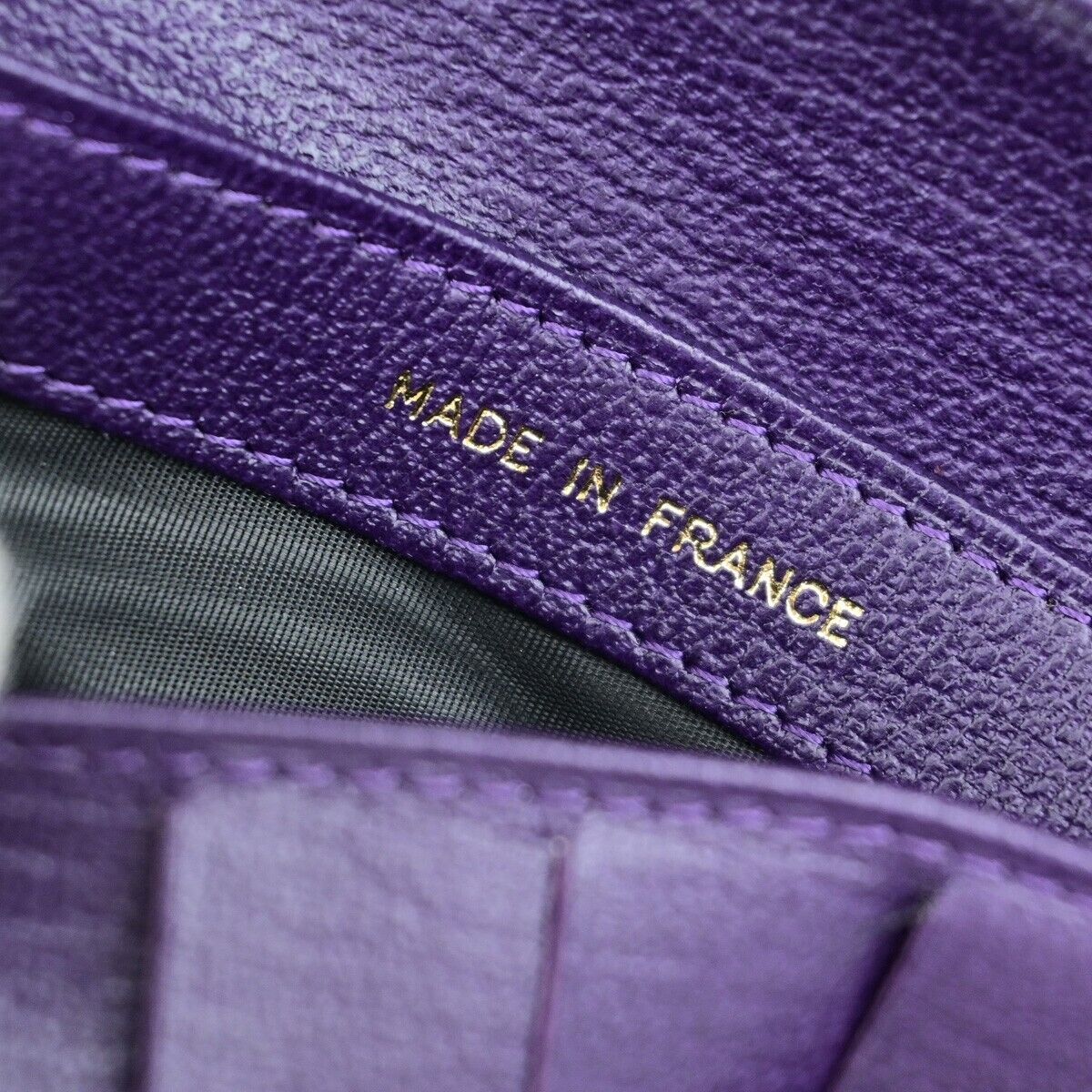 CHANEL CC Logo Bifold Wallet Leather Purple GHW Made in France 79RK703