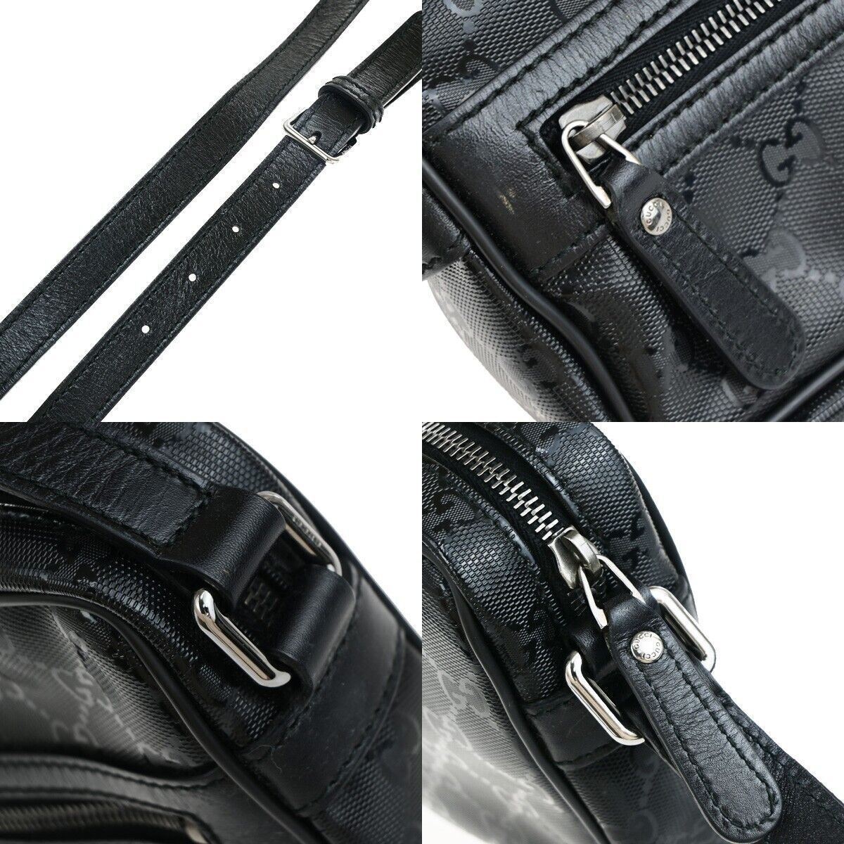 GUCCI Imprime GG Pattern Crossbody Mini Shoulder Bag PVC Leather Black 82EC944